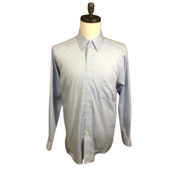 Eagle Shirtmakers Blue Dress Shirt 16 34/35 Regular Fit Stretch Collar - Picture 1 of 10